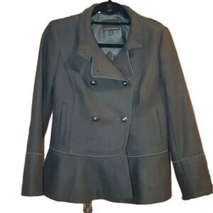 Banana Republic Mario Bellucci Wool Military Peplum Coat Double Breasted Sz Med